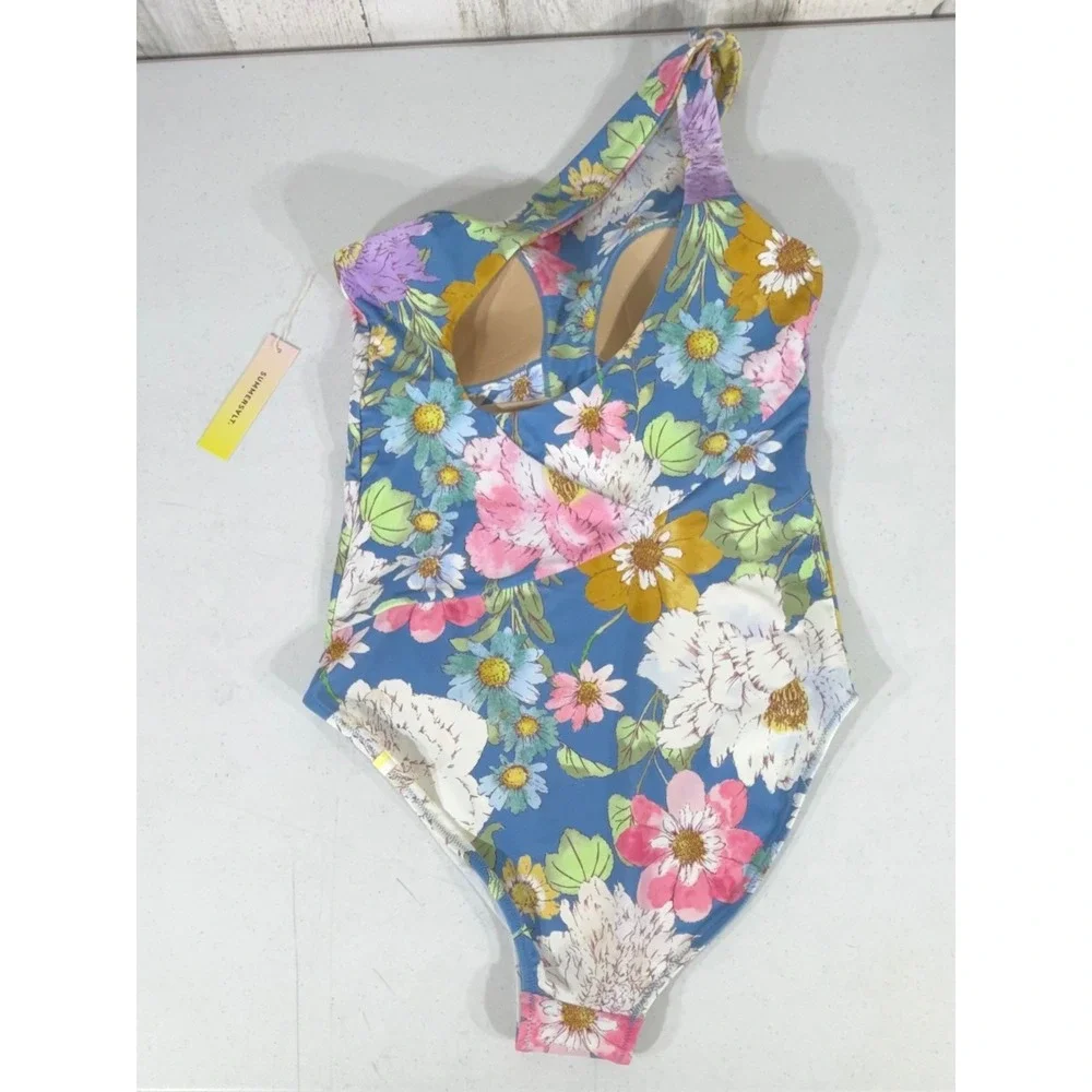 summersalt Blue Floral One-Shoulder One-Piece Swimsuit - Picture 2 of 6